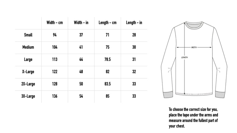 Size chart for Bear Longsleeve T-Shirt - Natural