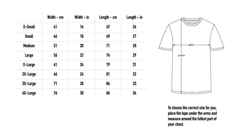 Size chart for Mean Appetite T-Shirt - Black